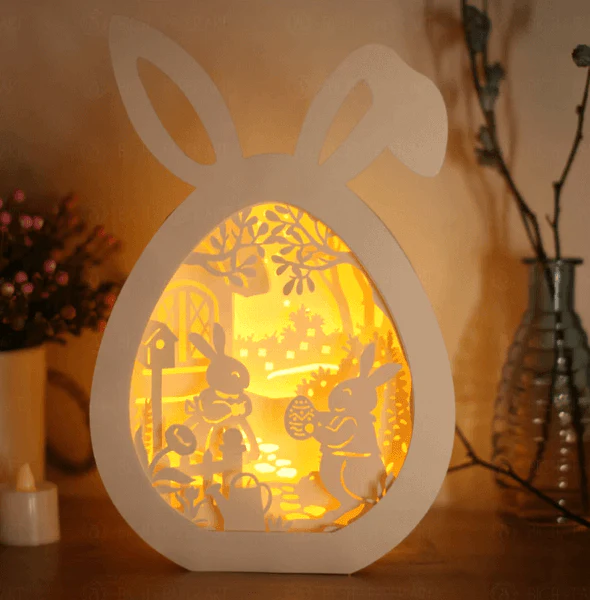 Светильник в форме кролика из бумаги и картона 